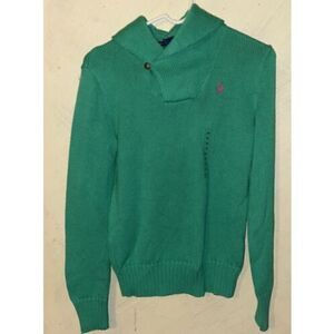 Polo Ralph Lauren Sport Women's M Spring Green Cotton Knit Cowl Pullover Sweater